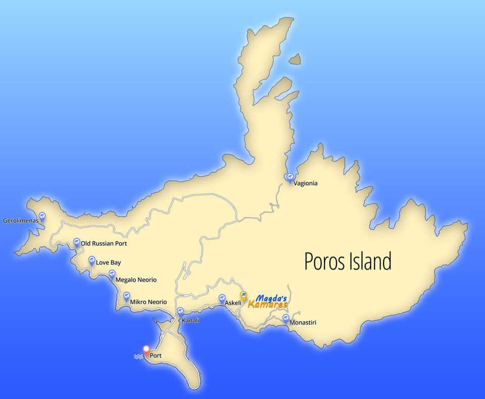 Poros bay map